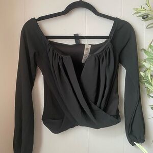 Windsor Black Wrap Ruched Blouse Crop Top